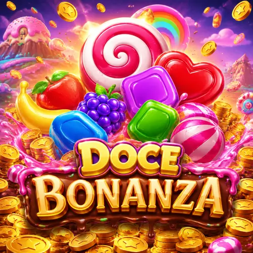 Tela do slot Sweet Bonanza com cascata de símbolos de frutas em andamento
